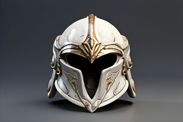 3d warrior helmet in white color.