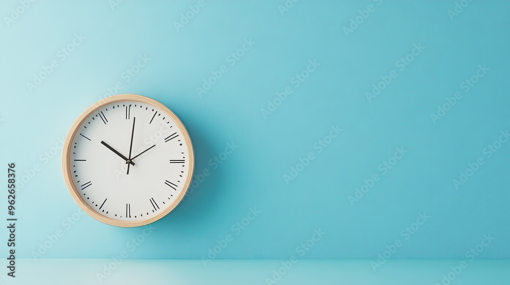 Sticker A minimalist wall clock on a blue background, emphasizing simplicity and timekeeping.