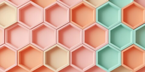 Naklejka premium pastel hexagon geometric pattern abstract background minimalist 3d rendering.