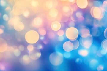 Fototapeta premium Defocused abstract blue bokeh background pastel colored, flare from lights, color gradient, blurred round bokeh as holiday texture. with generative ai