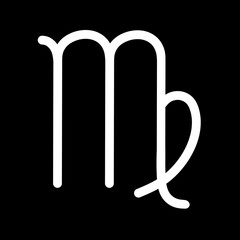 virgo zodiac symbol white line art for astrological calendar horoscope Vector design element black background