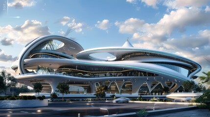 Obraz premium futuristic medical university building. realism style
