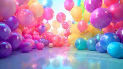 Birthday party balloons, colourful balloons background, birthday background theme bright colors balloon for party and celebration