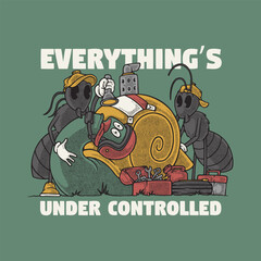 retro cartoon emblem of broken snail