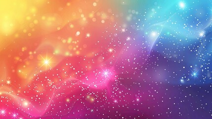 Abstract Colorful Background with Glittering Stars and Bokeh Lights