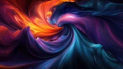 Fototapeta premium Swirling, ethereal waves of vibrant color, set against contrasting dark tones in a futuristic design aesthetic.