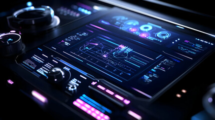 Obraz premium Futuristic Interface Design: 3D Render of a Sci-Fi Control Panel