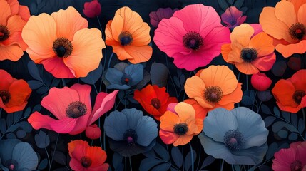 A vibrant arrangement of colorful flowers in various shades, creating a lively and artistic floral composition.