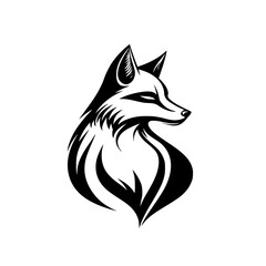 Fototapeta premium Stylized black and white fox logo designs, Set of elegant black and white fox logo illustrations featuring minimalistic, sleek lines and bold contrasts, perfect for branding or design elements.