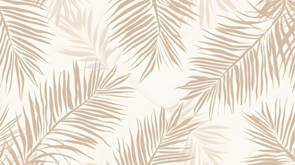 Seamless pattern abstract palm leaves in tosca and pink colors, with simple lines.
