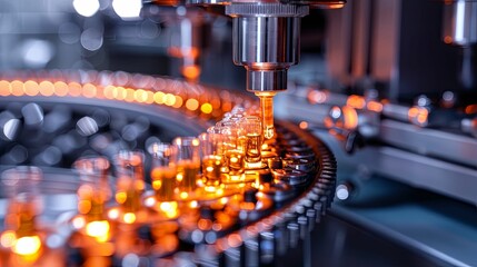 Automated Filling of Glass Vials with Liquid on Conveyor Belt