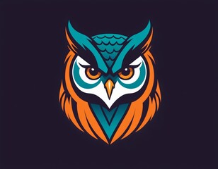 Owl  logo mascot icon wild animal character illustration in  flat color style illustration. Ai generated image.