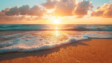 Golden Sunset Reflecting on the Ocean Waves