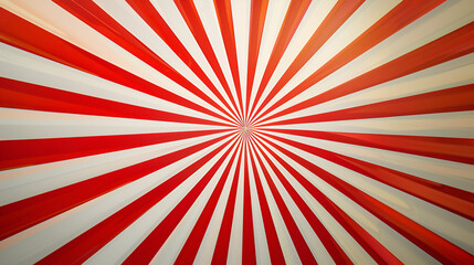 a radiating red and white pattern, with alternating stripes converging towards the center, creating a starburst or sunburst effect It has a hypnotic, symmetrical look, with lines expanding outward 