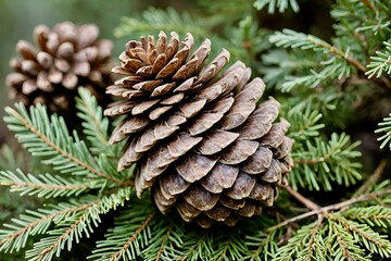 Fototapeta premium pine cones on the tree