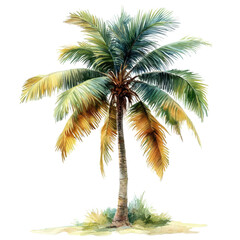 A vibrant palm tree illustration featuring lush green leaves and a sturdy trunk, perfect for tropical or vacation-themed designs.