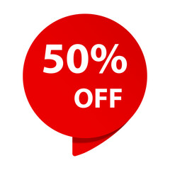 Sale 50% OFF discount sticker icon vector Red tag discount offer price label for graphic design, logo, web site, social media, mobile app, ui illustration