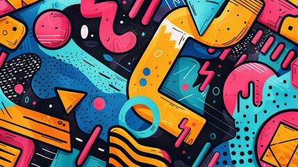 Obraz premium Abstract Geometric Pattern with Bold Colors and Shapes