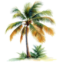 Vibrant palm tree illustration showcasing lush green leaves and a tropical ambiance, perfect for nature-themed projects.