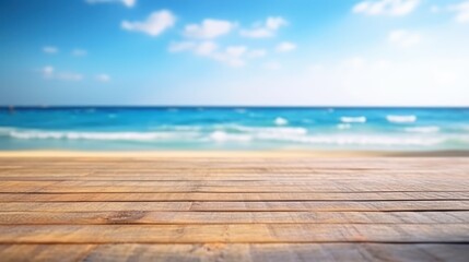 Fototapeta premium Wooden Deck Overlooking a Summery Beach