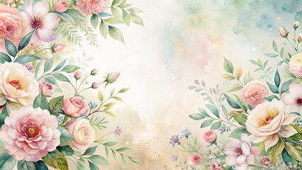 Watercolor floral background in light and subtle tones, perfect for decorative painting or design backdrop, watercolor