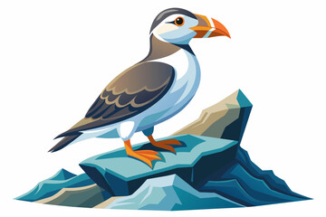 Free vector perched seabird on rocky outcrop on vector art illustration