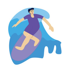 Illustration vector design of man surfing in the sea ocean