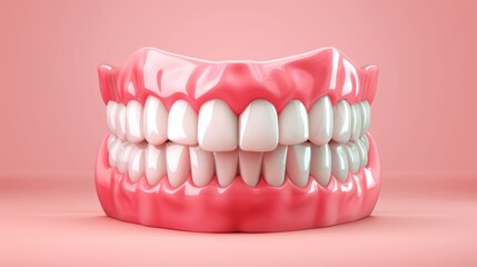 Fototapeta premium Perfect White Teeth in a Pink Background