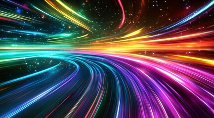 Obraz premium Abstract Light Trails in Space with Stars and Swirling Nebulae