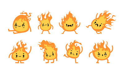 Cute Fire Character Illustration Element Set 