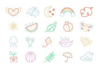 Cute Doodle Spring Element Set