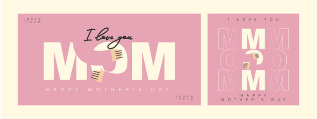  Set of happy mother's day poster design or cover