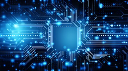 Obraz premium Futuristic digital cityscape with glowing lines and data servers