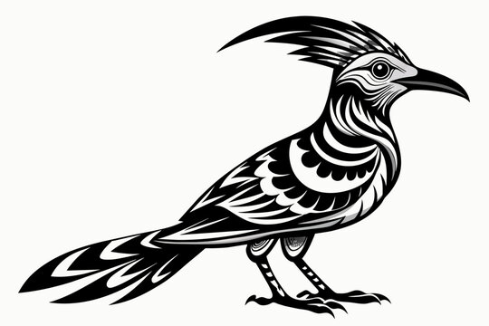 recommend clip art: hoopoe bird black and white tattoo dark theme hoopoe vector art illustration