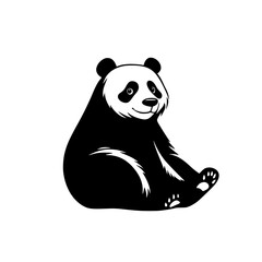 Fototapeta premium Cute panda illustration in black and white, Adorable black and white panda illustrations, featuring a sitting and walking panda, perfect for logos, kids' designs, or nature projects. 