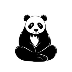Fototapeta premium Cute panda illustration in black and white, Adorable black and white panda illustrations, featuring a sitting and walking panda, perfect for logos, kids' designs, or nature projects. 