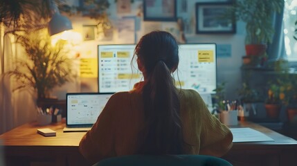 Social Media Content Calendar Review with Marketing Team in Workspace