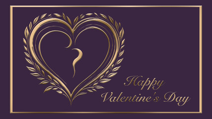 Valentine's Day design . Golden 3D pattern on a dark background