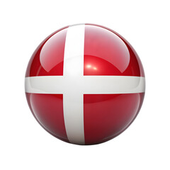 Obraz premium realistic glossy plastic ball with flag of denmark isolated on transparent background
