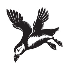 Fototapeta premium Atlantic puffin silhouette - Fratercula arctica Clipart - Atlantic puffin Bird Vector Illustration