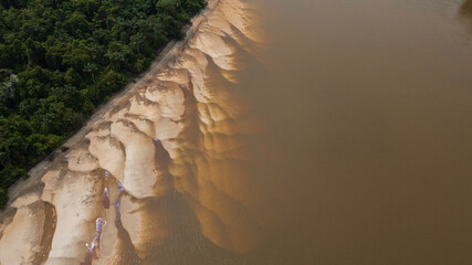 NANAY RIVER IN THE PERUVIAN AMAZON DURING THE DRY SEASON OF THE RIVERS, AMAZONIAN BEACHES IN THE...