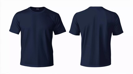 Nice t-shirt front back and side view deep navy blue shirt color for men