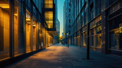 Alley with modern office buildings.