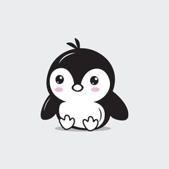 Cute little penguin logo in black