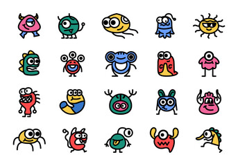 Cute Monster Small Icon Element Set 