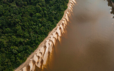 NANAY RIVER IN THE PERUVIAN AMAZON DURING THE DRY SEASON OF THE RIVERS, AMAZONIAN BEACHES IN THE...