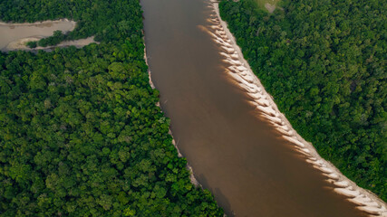 NANAY RIVER IN THE PERUVIAN AMAZON DURING THE DRY SEASON OF THE RIVERS, AMAZONIAN BEACHES IN THE...