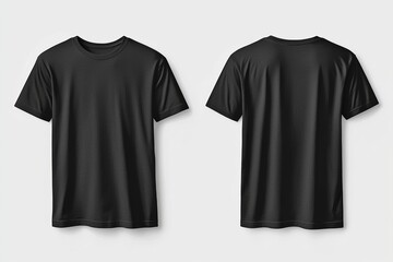 Black Tshirt Mockup Front and Back Isolated created with Generative AI