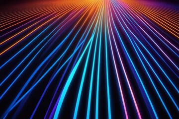 Abstract background with vibrant, glowing lines converging to a central point in a dark space.