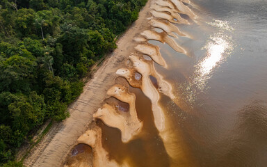 NANAY RIVER IN THE PERUVIAN AMAZON DURING THE DRY SEASON OF THE RIVERS, AMAZONIAN BEACHES IN THE...